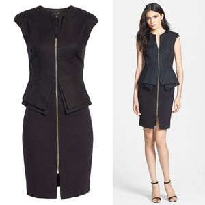 Ted Baker Kwili Black Structured Peplum Zip Bodycon Dress Womens Size 4 New NWT